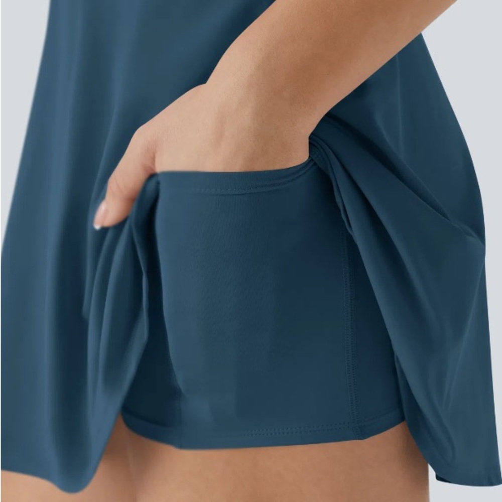 NWOT HALARA Women's Airy Backless Dress in Teal - Picture 8 of 10